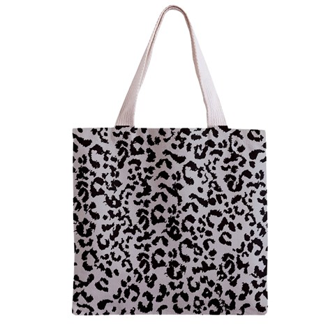 Leopard print gray theme Zipper Grocery Tote Bag from ArtsNow.com Front