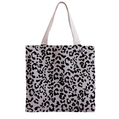 Leopard print gray theme Zipper Grocery Tote Bag from ArtsNow.com Front