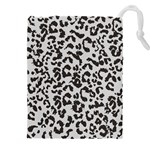 Leopard print gray theme Drawstring Pouch (4XL)