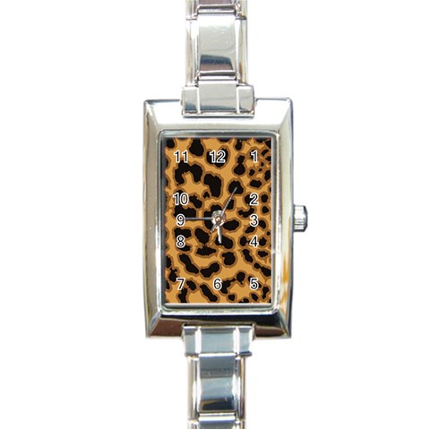 Leopard Print Spots Rectangle Italian Charm Watch from ArtsNow.com Front