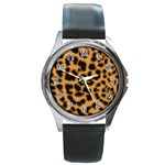 Leopard Print Spots Round Metal Watch