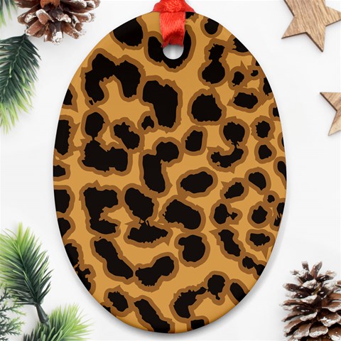 Leopard Print Spots Ornament (Oval) from ArtsNow.com Front