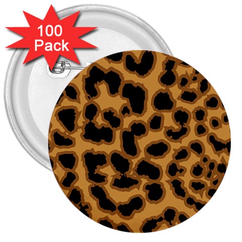 Leopard Print Spots 3  Button (100 pack) from ArtsNow.com Front