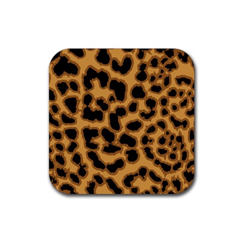 Leopard Print Spots Rubber Coaster (Square) from ArtsNow.com Front