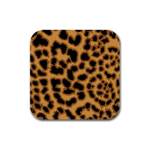 Leopard Print Spots Rubber Square Coaster (4 pack) from ArtsNow.com Front