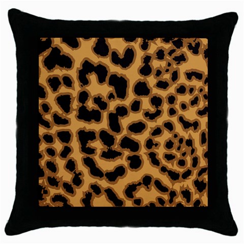 Leopard Print Spots Throw Pillow Case (Black) from ArtsNow.com Front