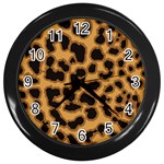 Leopard Print Spots Wall Clock (Black)