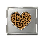 Leopard Print Spots Mega Link Heart Italian Charm (18mm)