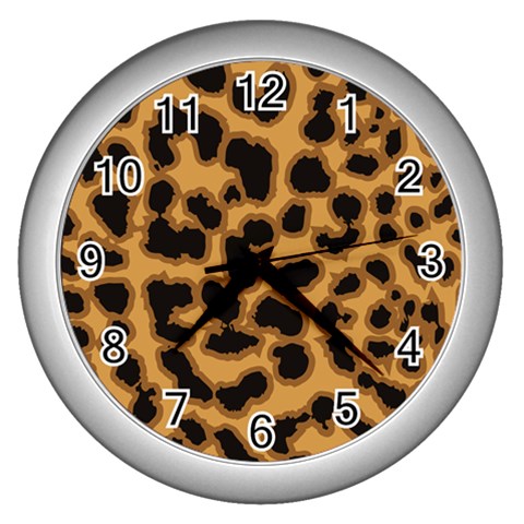 Leopard Print Spots Wall Clock (Silver) from ArtsNow.com Front