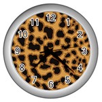 Leopard Print Spots Wall Clock (Silver)