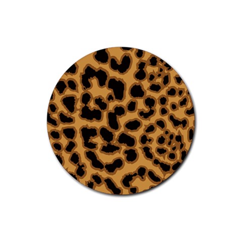 Leopard Print Spots Rubber Coaster (Round) from ArtsNow.com Front