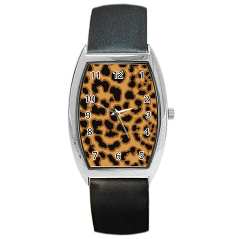 Leopard Print Spots Barrel Style Metal Watch from ArtsNow.com Front