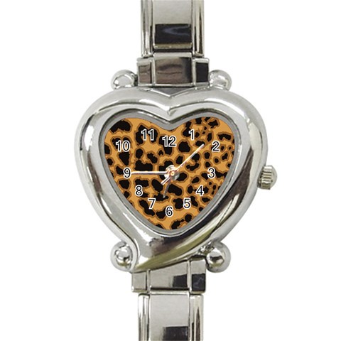 Leopard Print Spots Heart Italian Charm Watch from ArtsNow.com Front