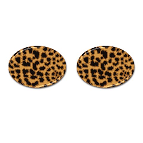 Leopard Print Spots Cufflinks (Oval) from ArtsNow.com Front(Pair)