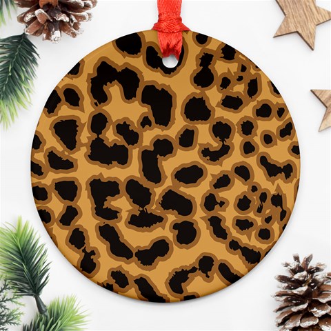 Leopard Print Spots Round Ornament (Two Sides) from ArtsNow.com Front