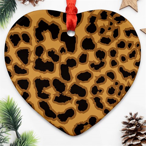 Leopard Print Spots Heart Ornament (Two Sides) from ArtsNow.com Front