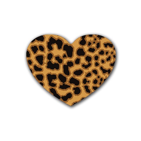 Leopard Print Spots Rubber Heart Coaster (4 pack) from ArtsNow.com Front