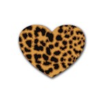 Leopard Print Spots Rubber Heart Coaster (4 pack)