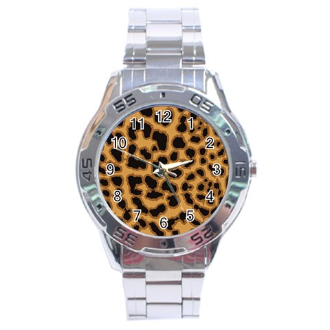 Leopard Print Spots Stainless Steel Analogue Watch from ArtsNow.com Front