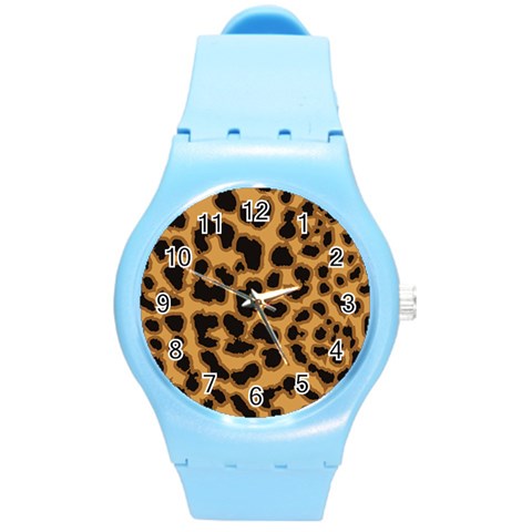 Leopard Print Spots Round Plastic Sport Watch (M) from ArtsNow.com Front