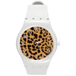 Leopard Print Spots Round Plastic Sport Watch (M)