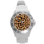 Leopard Print Spots Round Plastic Sport Watch (L)