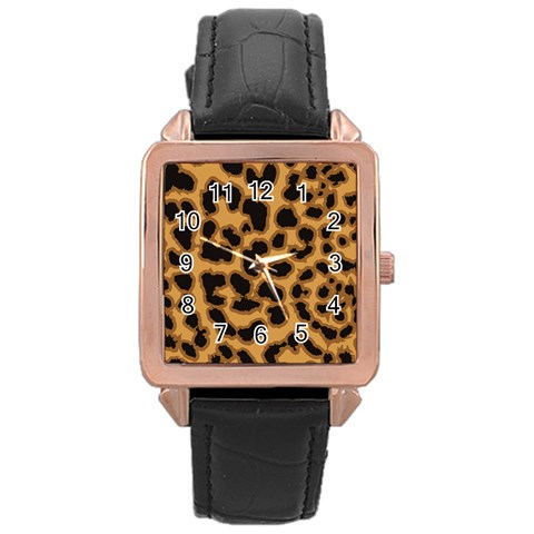 Leopard Print Spots Rose Gold Leather Watch  from ArtsNow.com Front