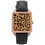 Leopard Print Spots Rose Gold Leather Watch 