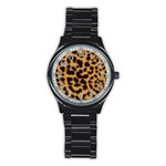 Leopard Print Spots Stainless Steel Round Watch