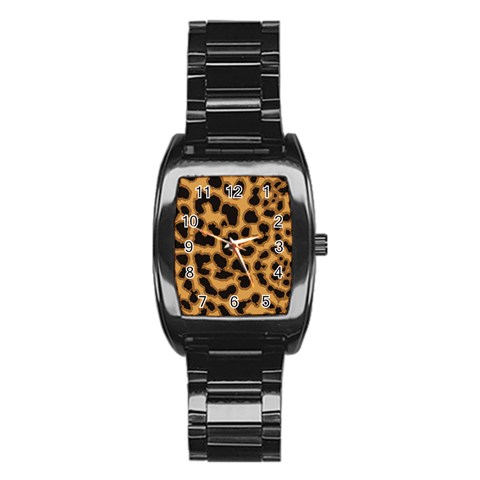 Leopard Print Spots Stainless Steel Barrel Watch from ArtsNow.com Front