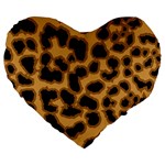 Leopard Print Spots Large 19  Premium Flano Heart Shape Cushion