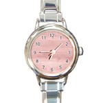 Pink Wood Round Italian Charm Watch