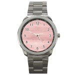 Pink Wood Sport Metal Watch