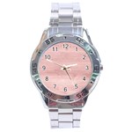 Pink Wood Stainless Steel Analogue Watch