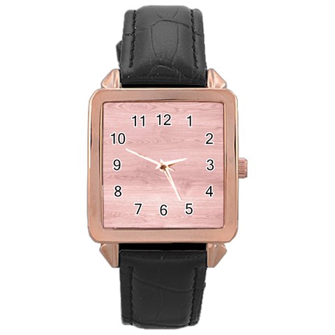 Pink Wood Rose Gold Leather Watch  from ArtsNow.com Front