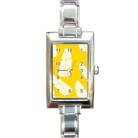 Yellow Banana Leaves Rectangle Italian Charm Watch from ArtsNow.com Front