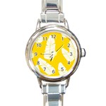 Yellow Banana Leaves Round Italian Charm Watch