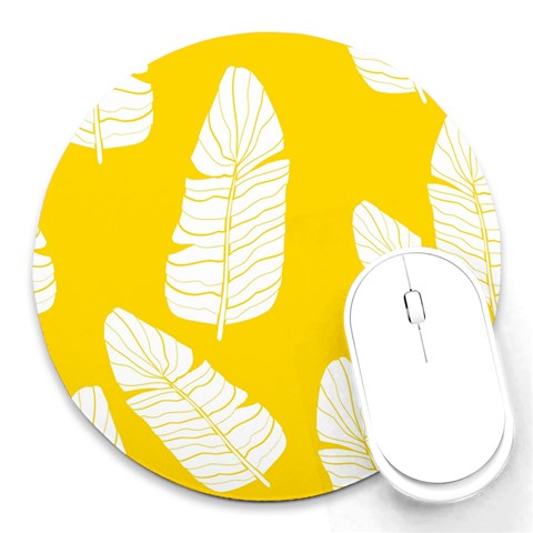 Yellow Banana Leaves Round Mousepad from ArtsNow.com Front