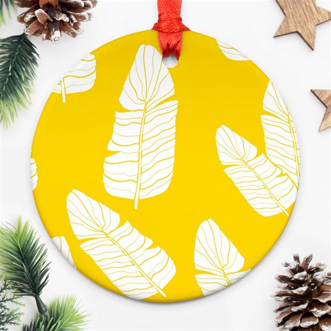 Yellow Banana Leaves Ornament (Round) from ArtsNow.com Front