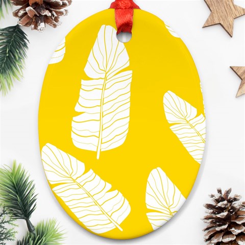 Yellow Banana Leaves Ornament (Oval) from ArtsNow.com Front