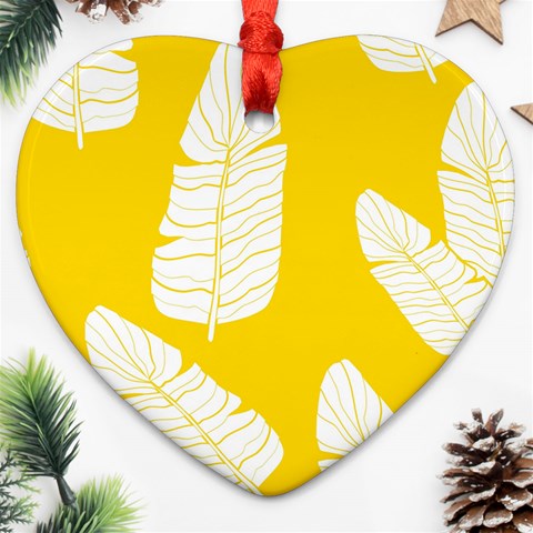 Yellow Banana Leaves Ornament (Heart) from ArtsNow.com Front