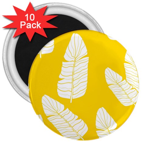 Yellow Banana Leaves 3  Magnet (10 pack) from ArtsNow.com Front