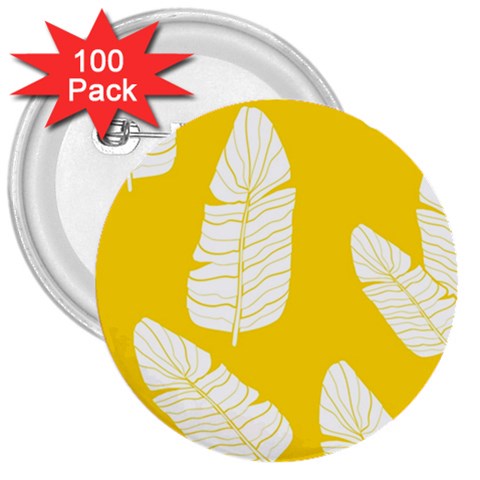 Yellow Banana Leaves 3  Button (100 pack) from ArtsNow.com Front