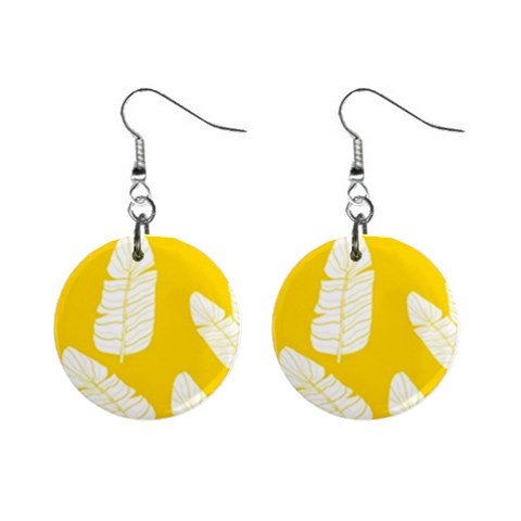 Yellow Banana Leaves Mini Button Earrings from ArtsNow.com Front