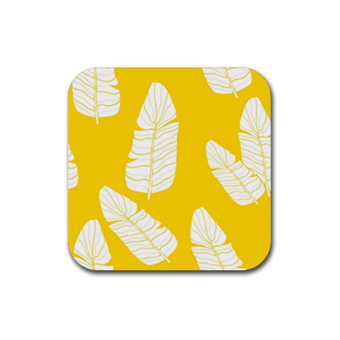 Yellow Banana Leaves Rubber Coaster (Square) from ArtsNow.com Front