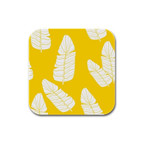 Yellow Banana Leaves Rubber Square Coaster (4 pack) from ArtsNow.com Front