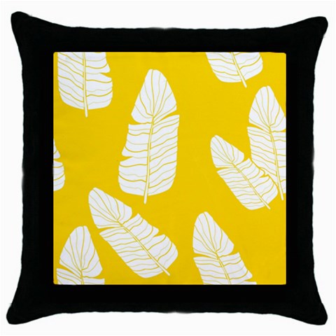 Yellow Banana Leaves Throw Pillow Case (Black) from ArtsNow.com Front