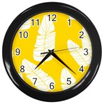 Yellow Banana Leaves Wall Clock (Black)