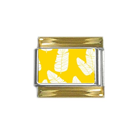 Yellow Banana Leaves Gold Trim Italian Charm (9mm) from ArtsNow.com Front