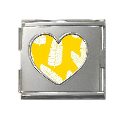 Yellow Banana Leaves Mega Link Heart Italian Charm (18mm) from ArtsNow.com Front